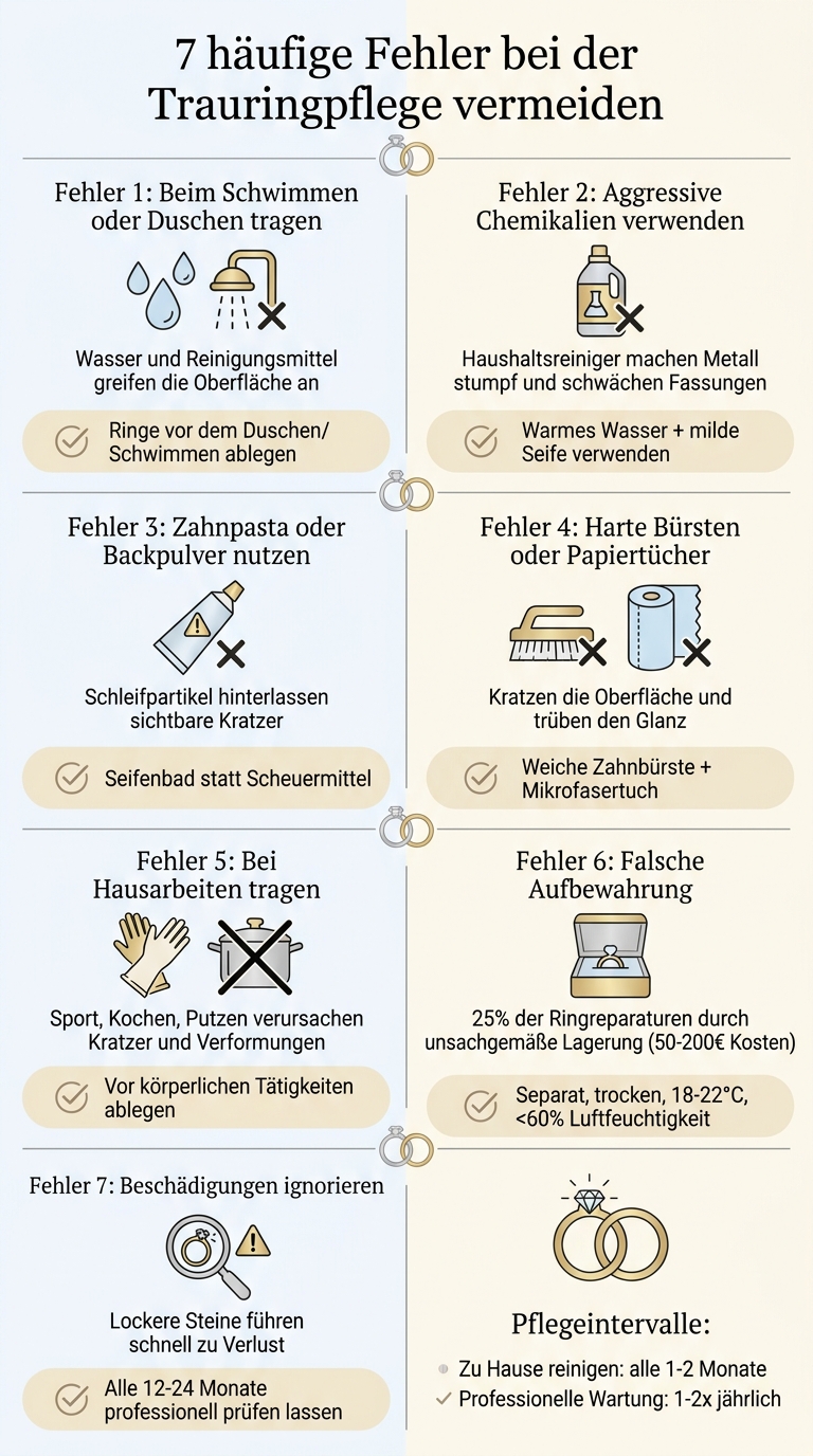 7 häufige Fehler bei der Trauringpflege und wie man sie vermeidet