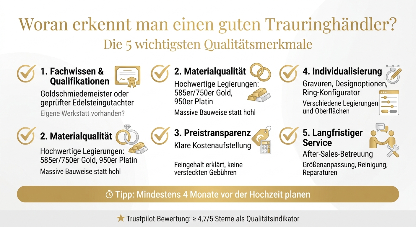 Checkliste: 5 Qualitätsmerkmale eines guten Trauringhändlers