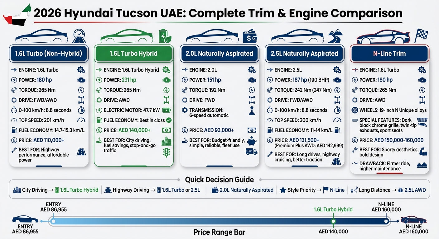 2026 Hyundai Tucson UAE Trim Comparison: Specs, Power & Pricing