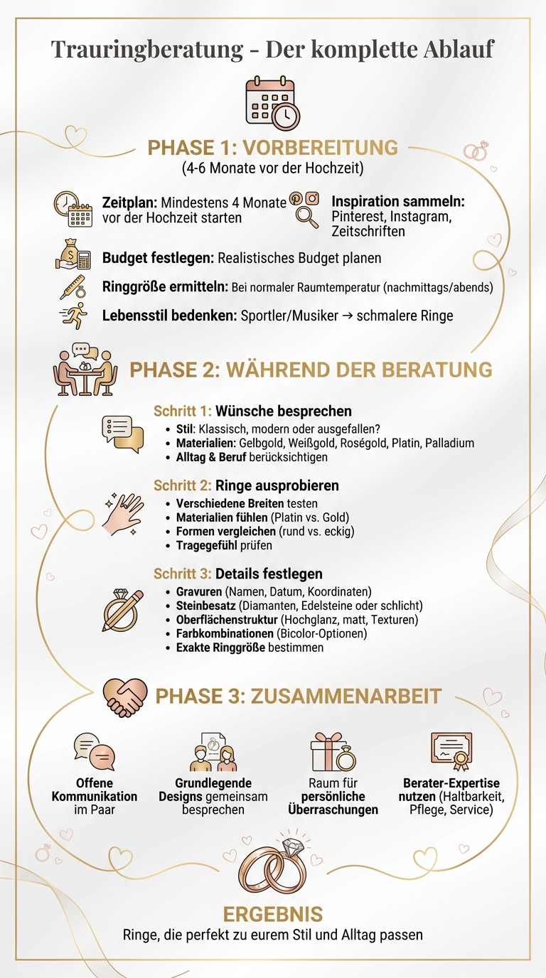 Trauringberatung Ablauf: Vorbereitung und Beratungsphasen im Überblick