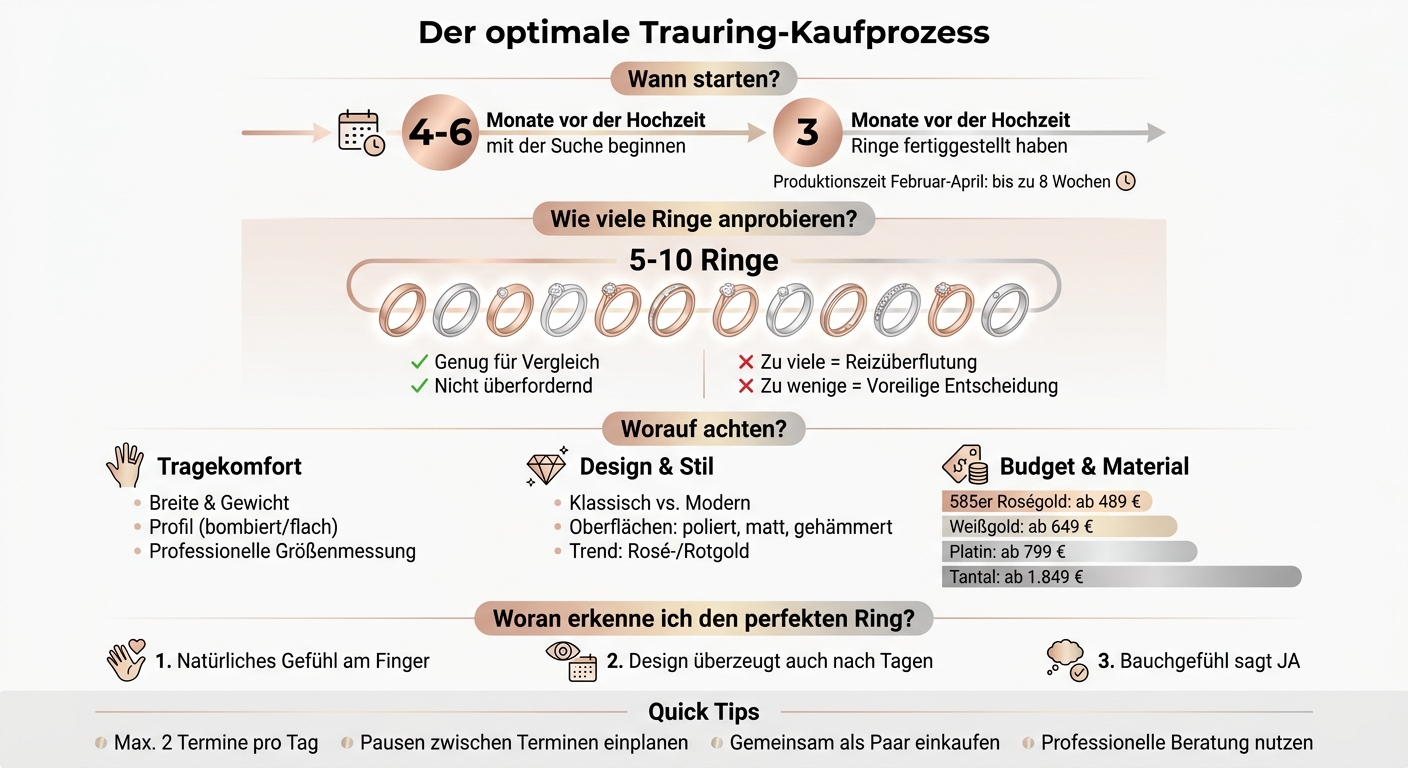 Trauring-Auswahl: 5-10 Ringe anprobieren in 4-6 Monaten