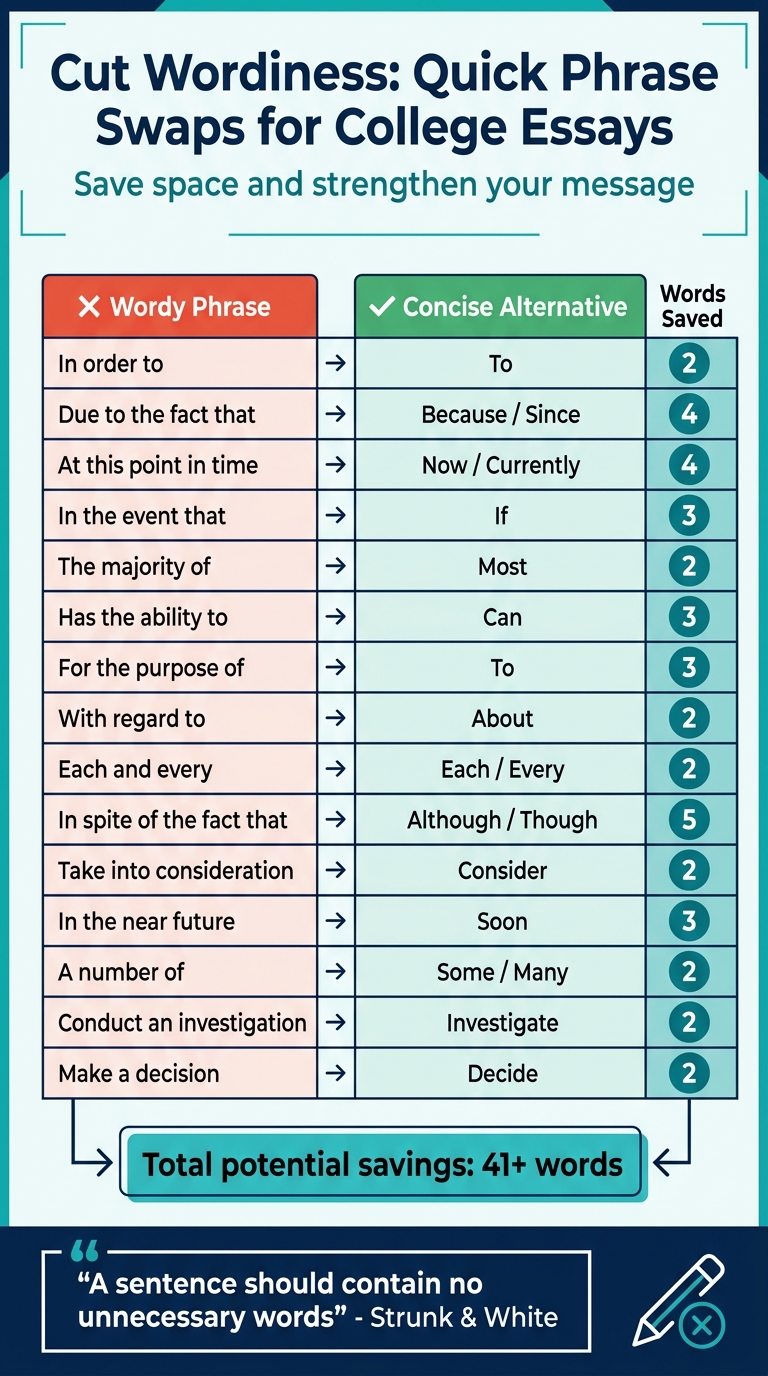 Wordy vs Concise Phrases for College Essays