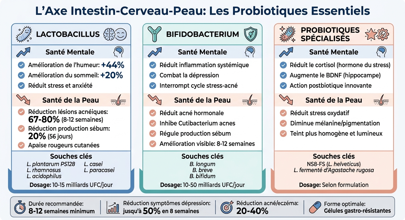 Comparaison des souches probiotiques pour la santé mentale et la peau