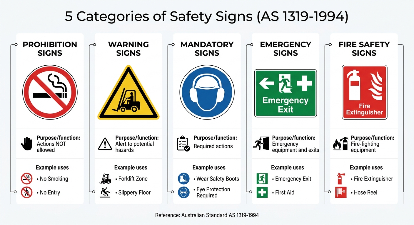5 Types of Australian Workplace Safety Signs Under AS 1319-1994