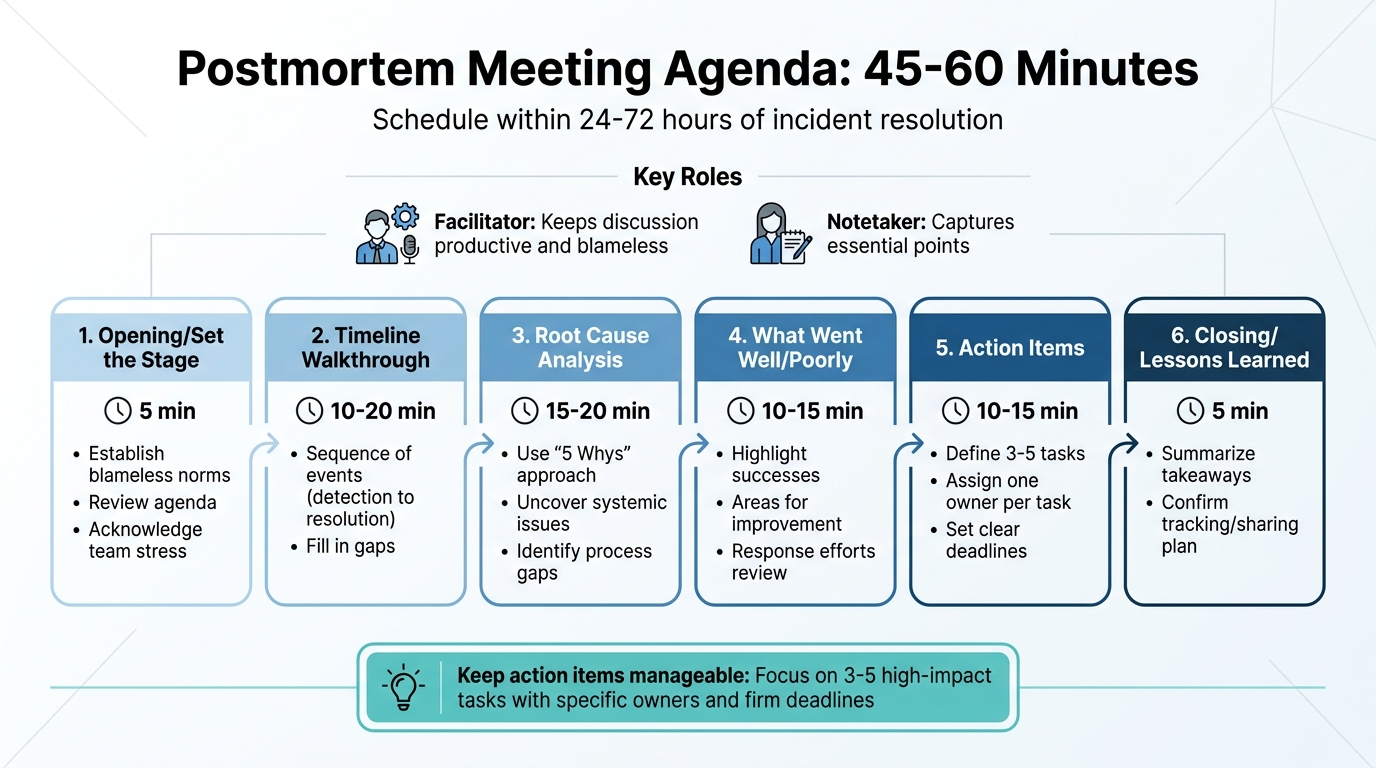 Postmortem Meeting Agenda Structure and Timeline