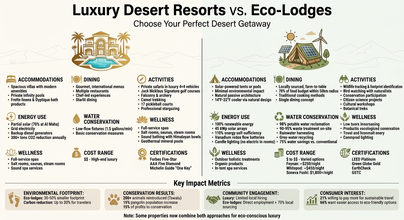 Luxury Desert Resorts vs Eco-Lodges: Complete Comparison Guide