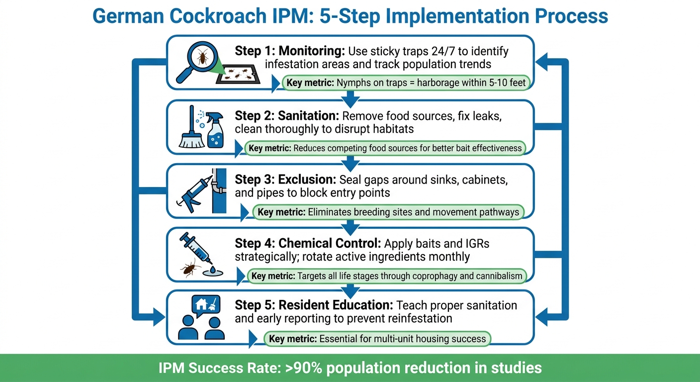 5-Step German Cockroach IPM Implementation Process