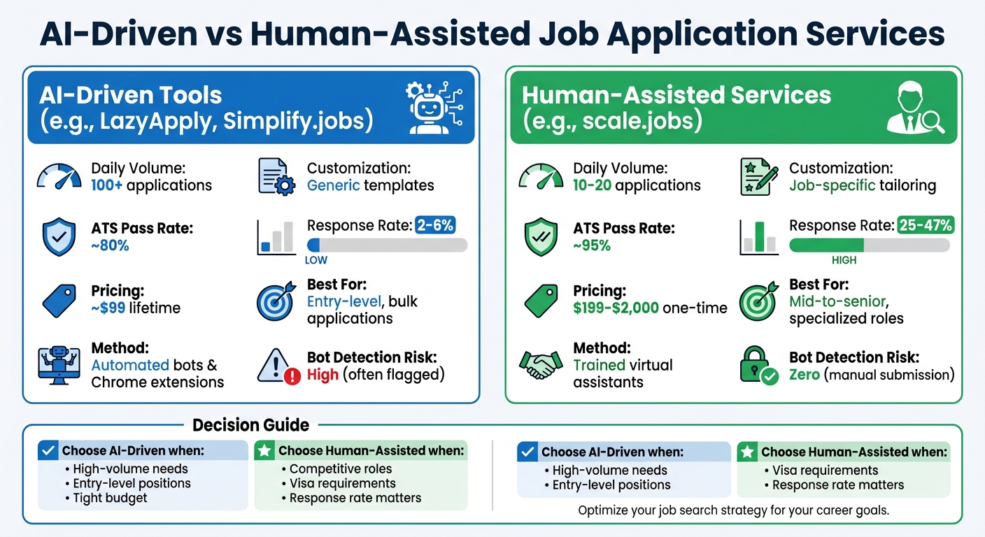 AI-Driven vs Human-Assisted Job Application Services Comparison