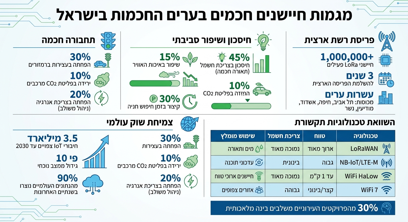 מגמות חיישנים חכמים בישראל: נתונים וסטטיסטיקות מרכזיות