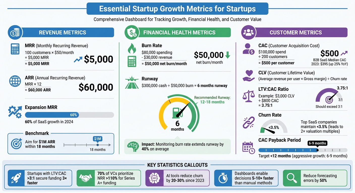 Essential Startup Growth Metrics and Benchmarks Dashboard