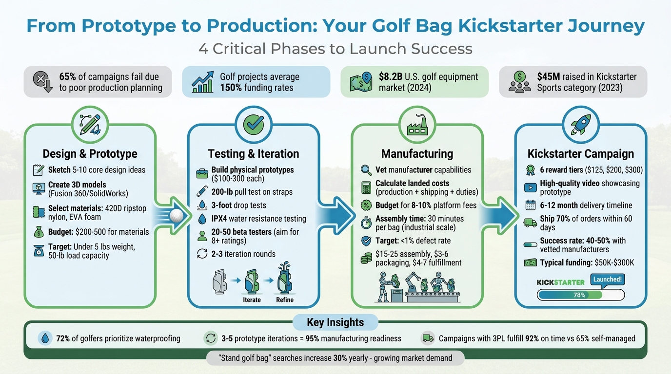 Golf Bag Kickstarter Production Process: From Prototype to Campaign Launch