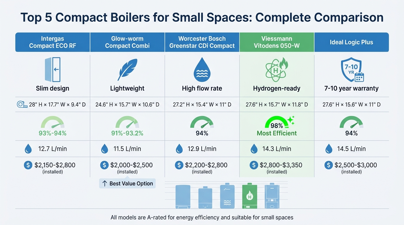 Compact Boiler Comparison: Top 5 Models by Dimensions, Efficiency, and Price