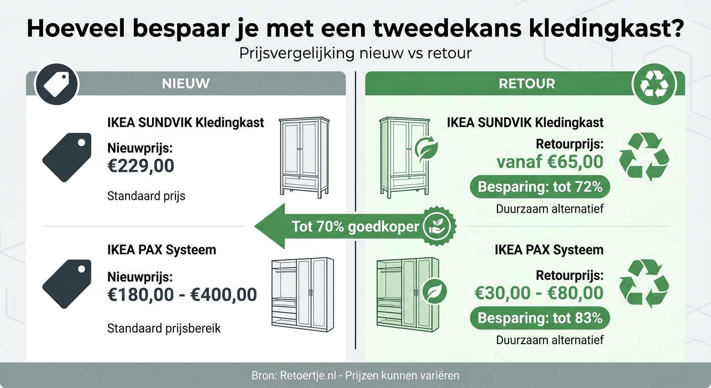Prijsvergelijking nieuwe vs tweedekans kledingkasten