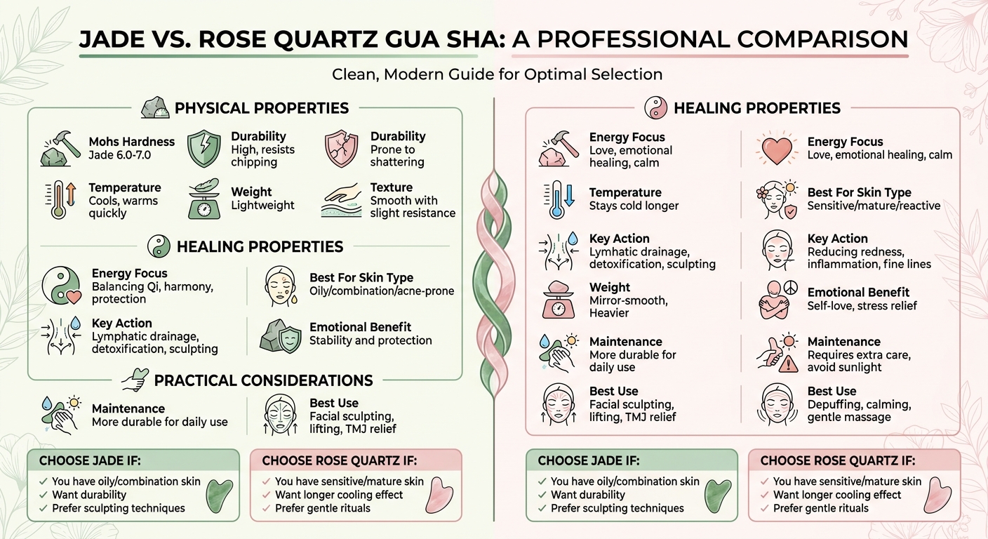 Jade vs Rose Quartz Gua Sha Tool Comparison Chart