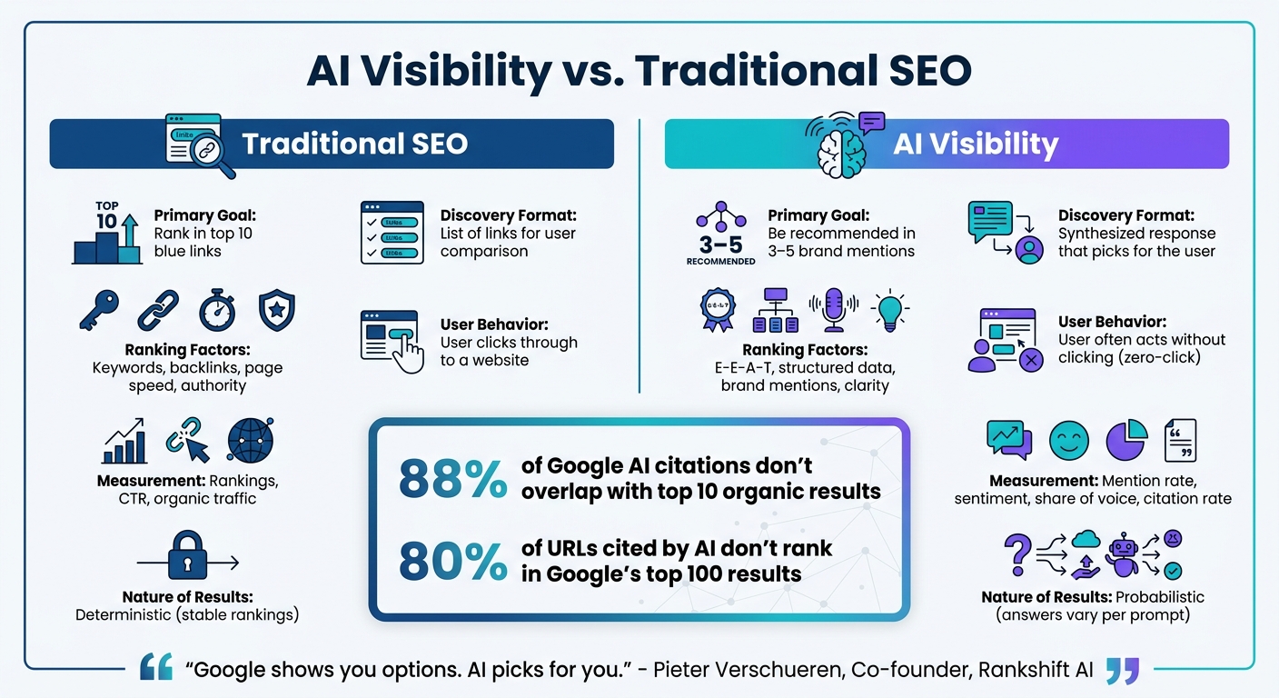 AI Visibility vs Traditional SEO: Key Differences and Metrics