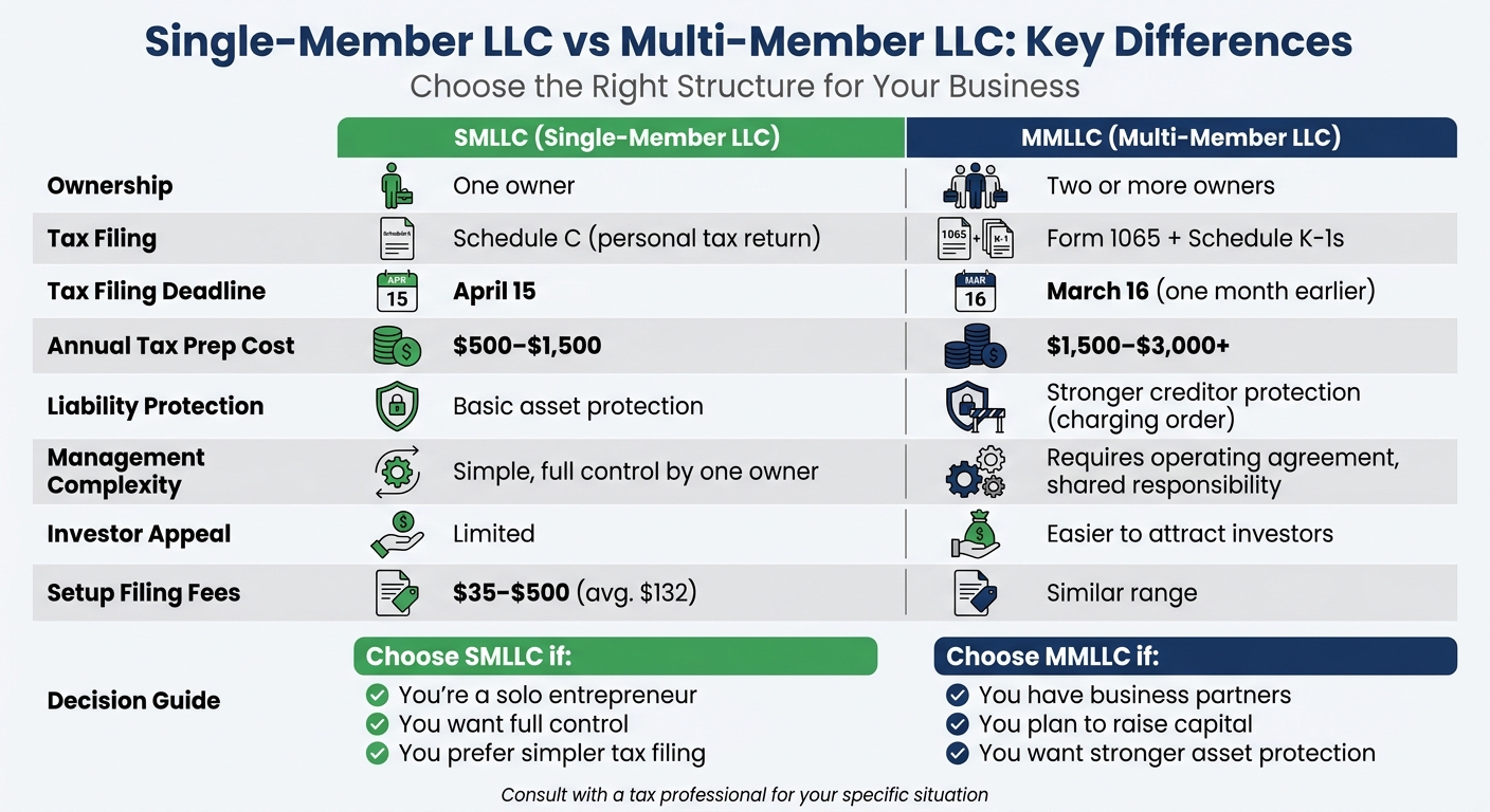 Single-Member LLC vs Multi-Member LLC Comparison Chart