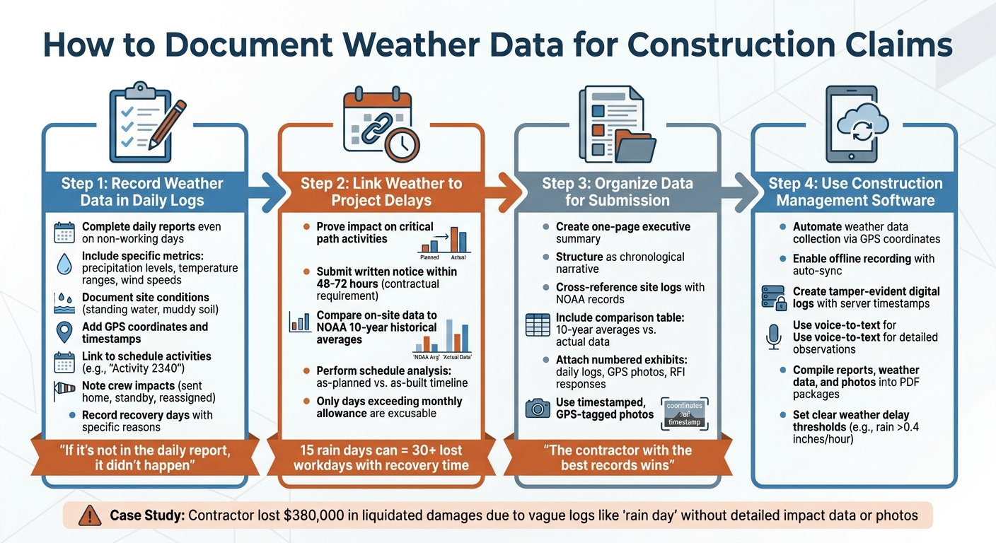 4-Step Process for Documenting Weather Delays in Construction Claims