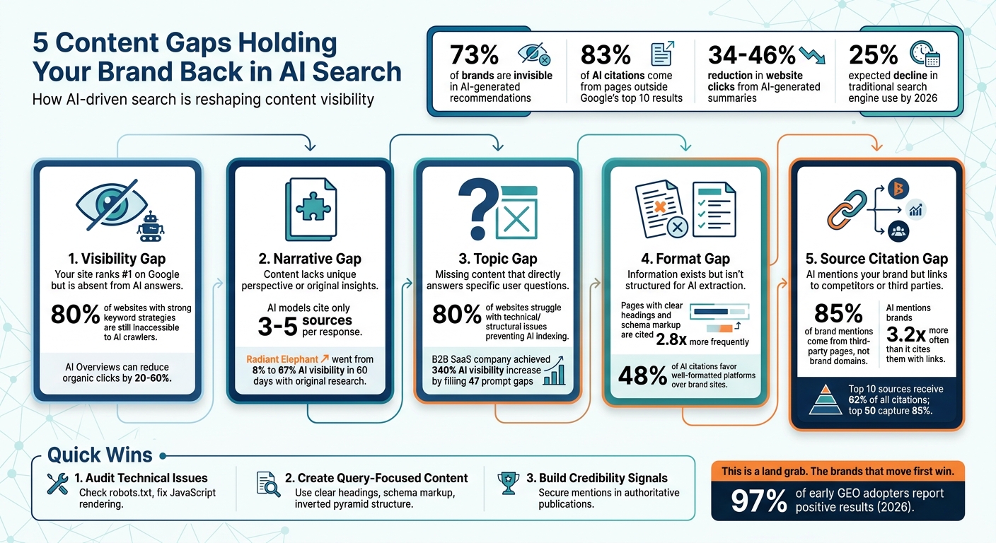 5 Content Gaps in AI Search: Key Statistics and Impact on Brand Visibility
