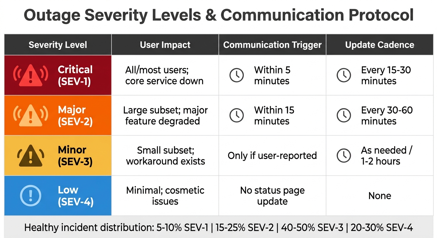 Outage Severity Levels: Communication Triggers and Response Times