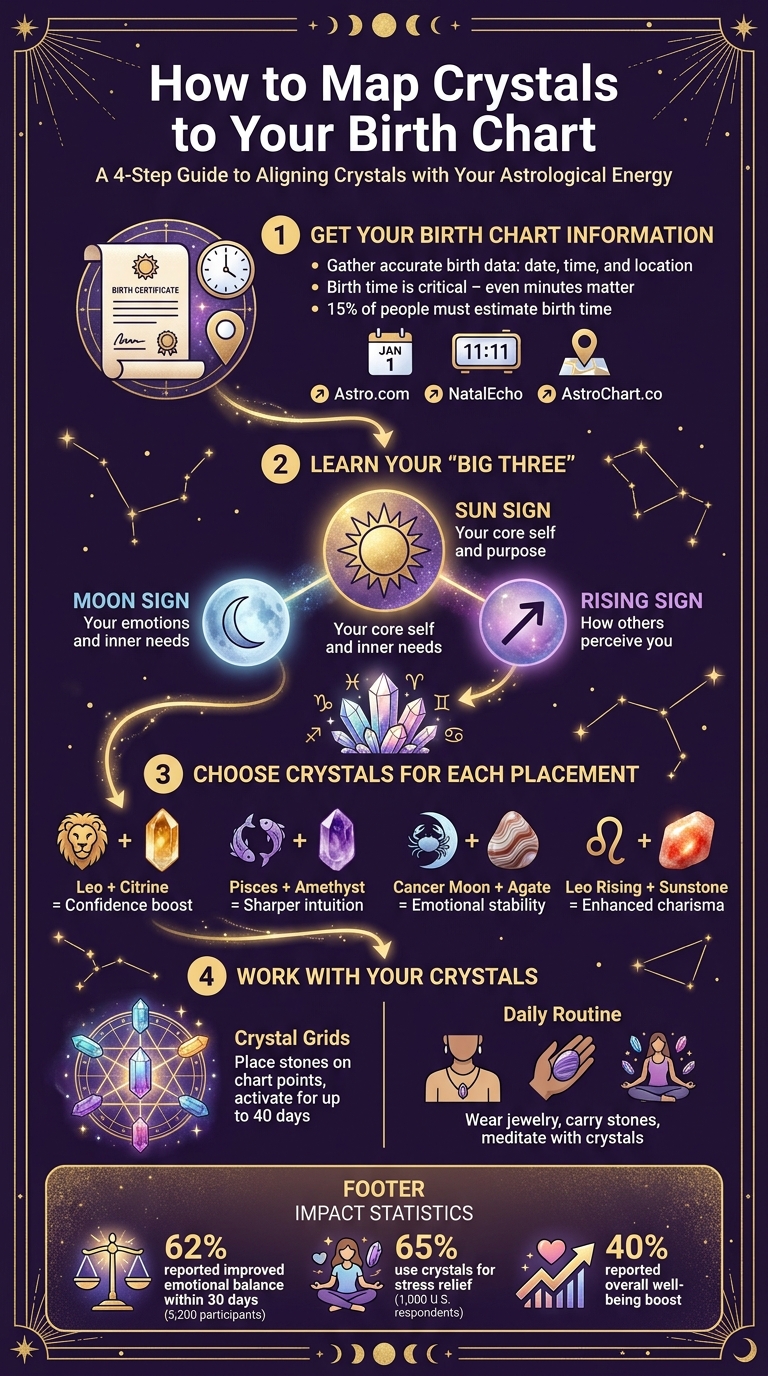 How to Map Crystals to Your Birth Chart: 4-Step Guide