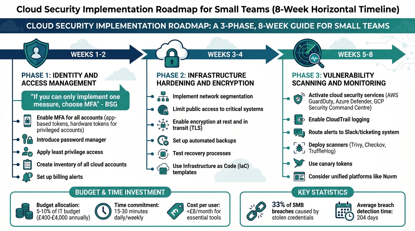 Cloud Security Implementation Roadmap for Small Teams: 8-Week Timeline