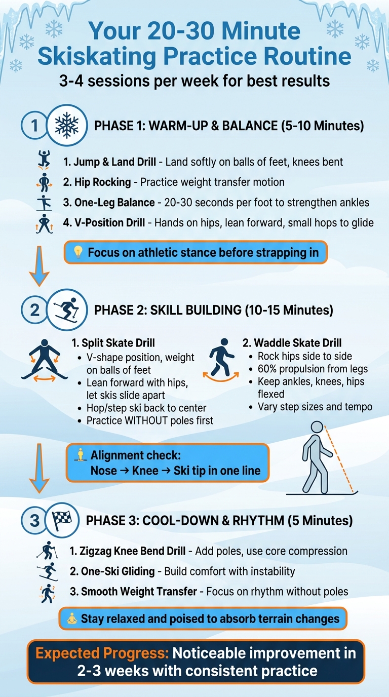 Beginner's 20-30 Minute Skiskating Practice Routine with Drills