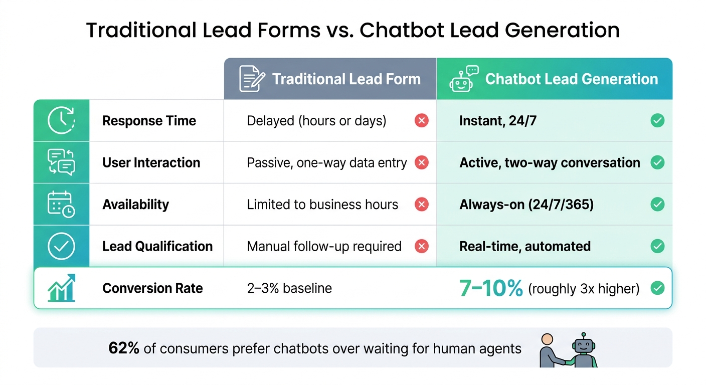 Traditional Lead Forms vs Chatbot Lead Generation: Performance Comparison