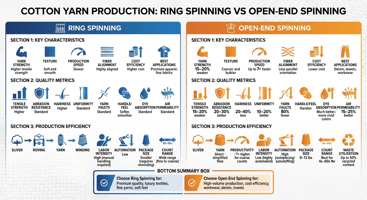 Ring Spinning vs Open-End Spinning: Quality and Production Comparison