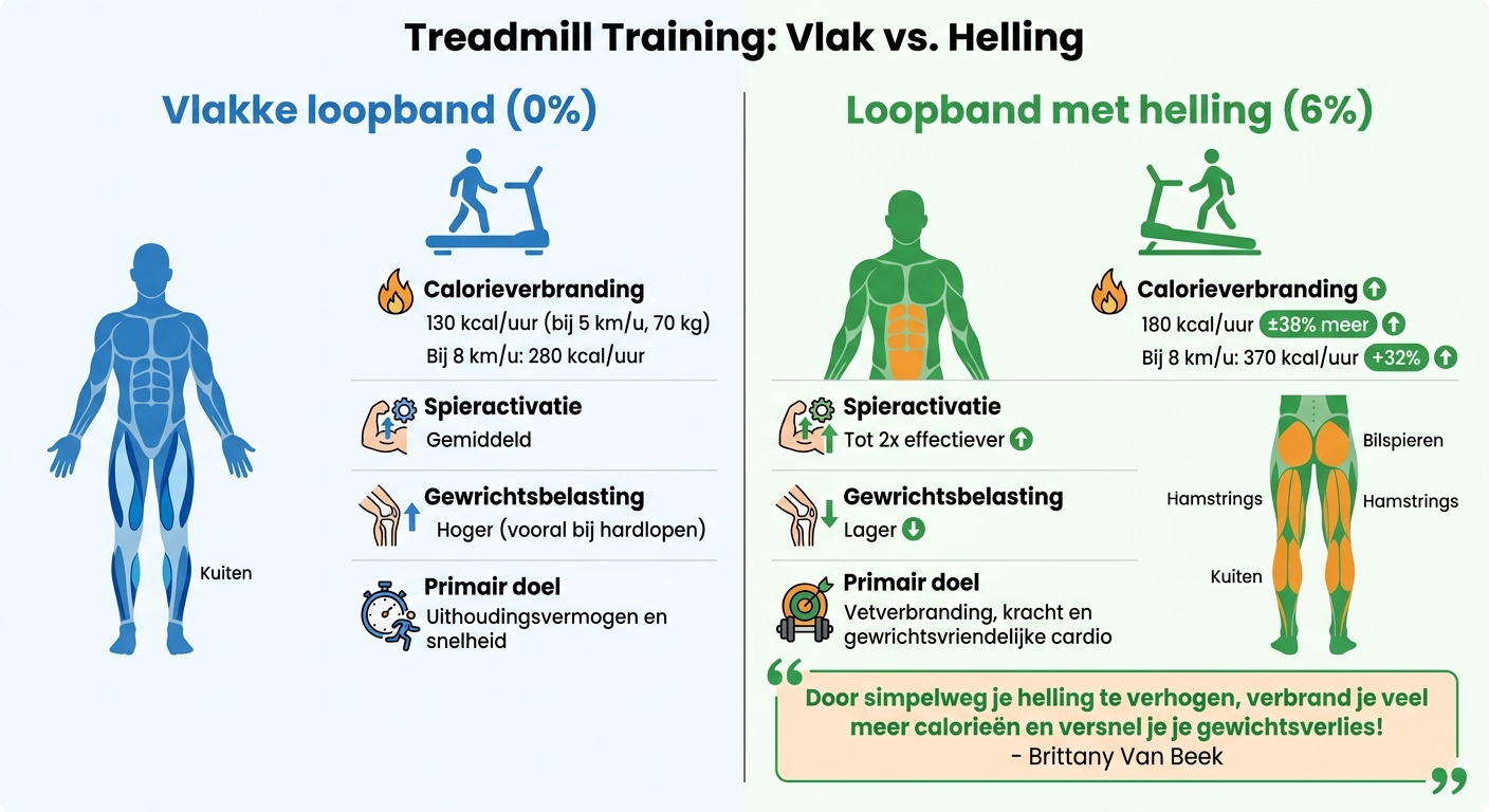Loopband met helling vs vlakke loopband: calorieverbranding en spieractivatie vergelijking