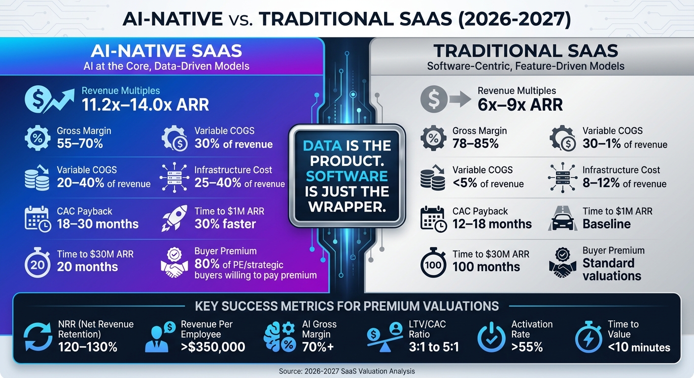 AI-Native vs Traditional SaaS: Valuation Multiples and Key Metrics Comparison 2026-2027