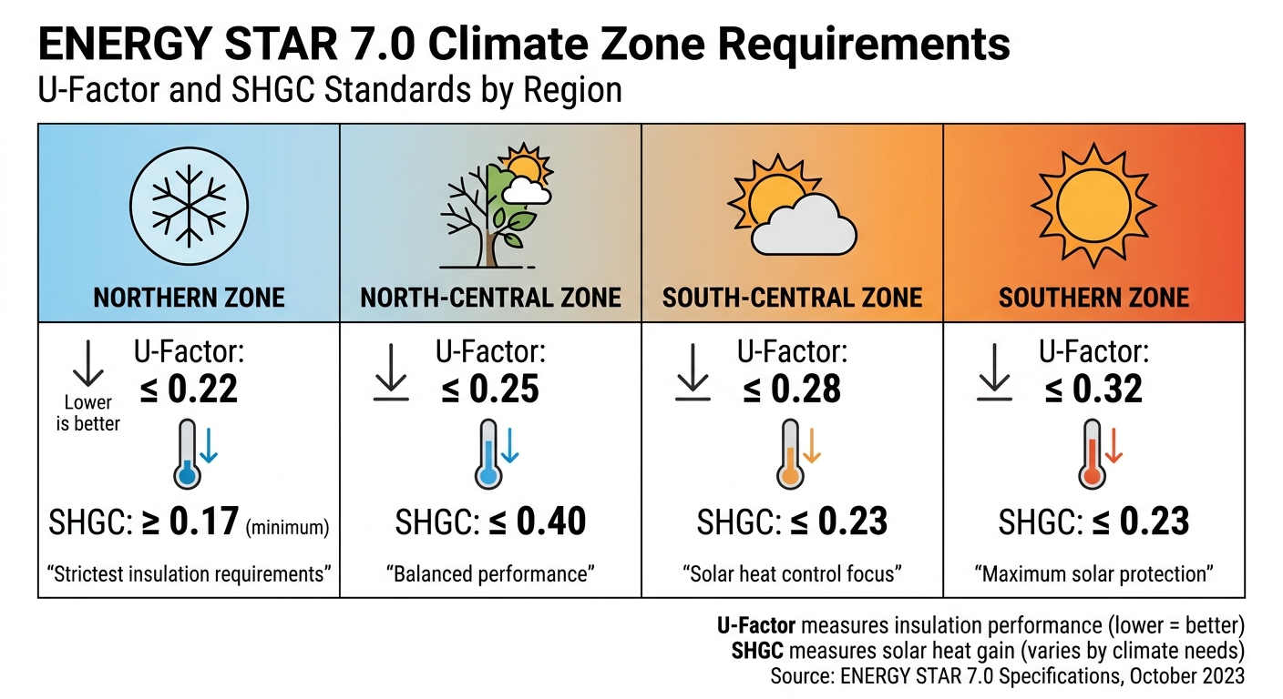 ENERGY STAR 7.0 Climate Zone Requirements for U-Factor and SHGC