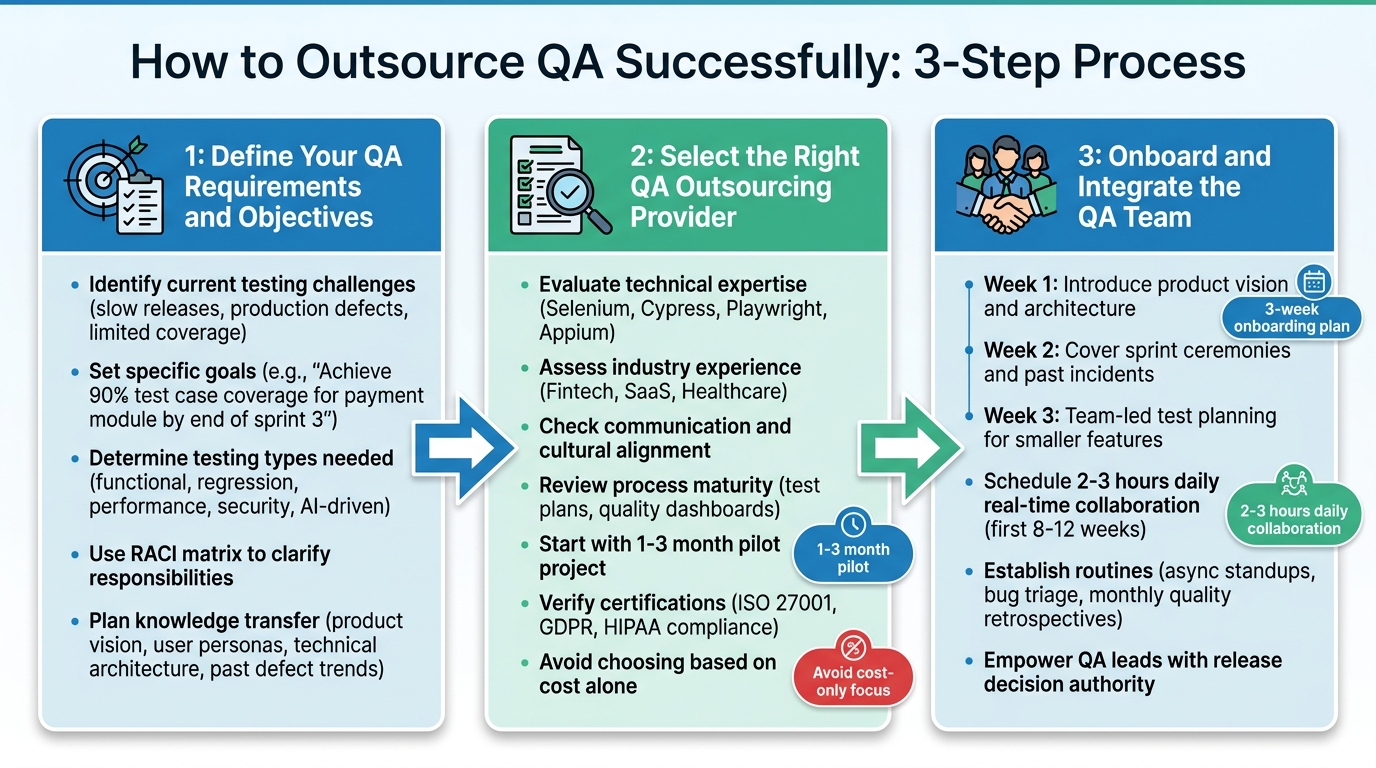 3-Step Process for Successful QA Outsourcing Implementation