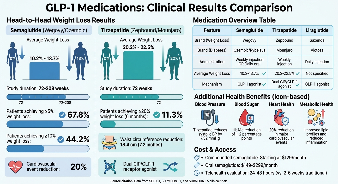 GLP-1 Medications Comparison: Weight Loss Results and Key Features
