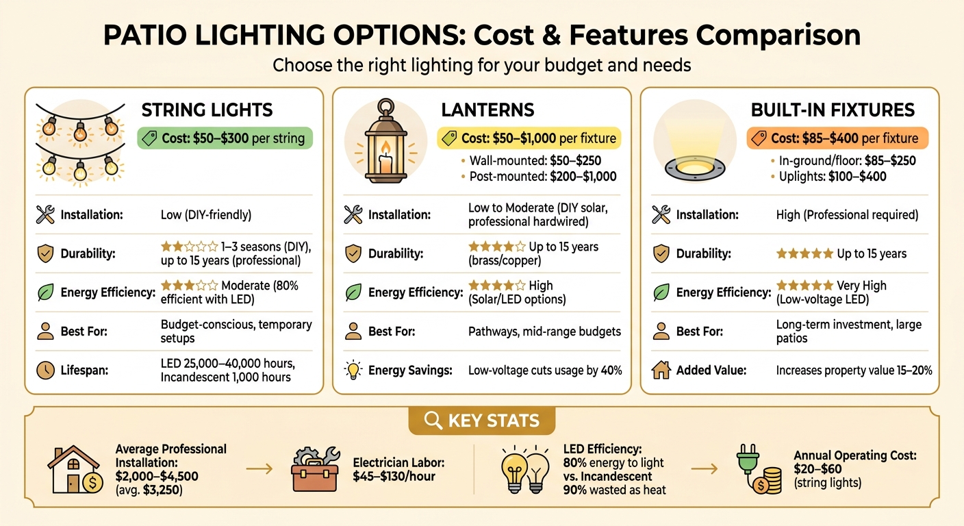 Patio Lighting Options Cost and Features Comparison
