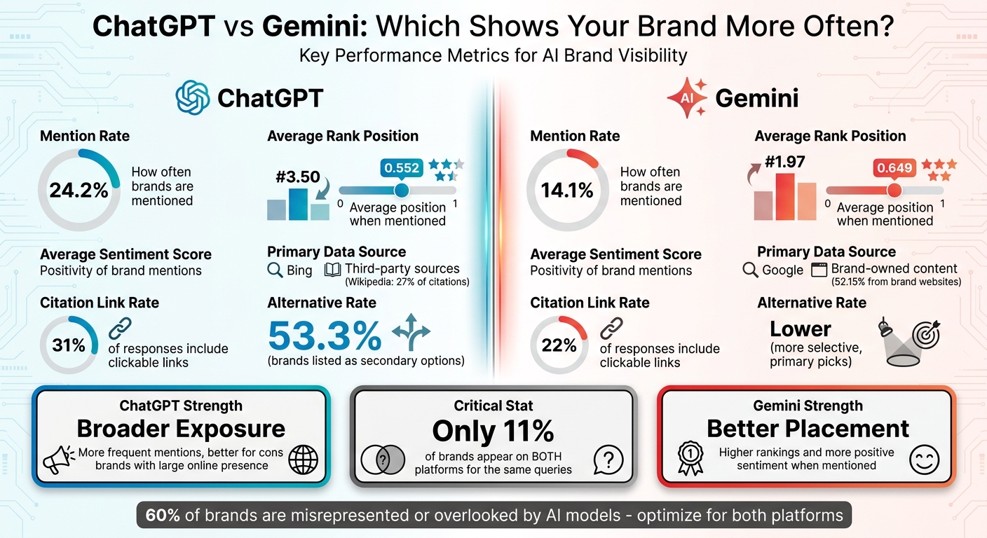 ChatGPT vs Gemini Brand Visibility Comparison: Key Metrics and Performance Data