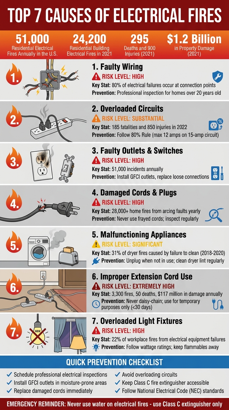 Top 7 Causes of Electrical Fires: Statistics and Prevention Guide