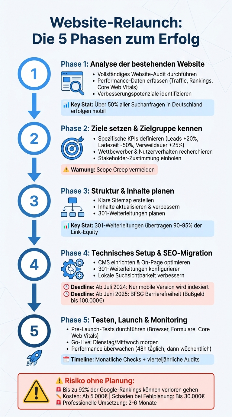 Website-Relaunch Checkliste: 5 Phasen für erfolgreichen Relaunch