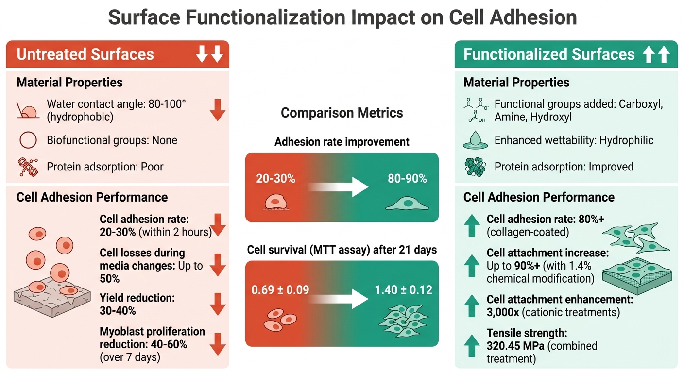 Impact of Surface Functionalization on Cell Adhesion in Cultivated Meat Production