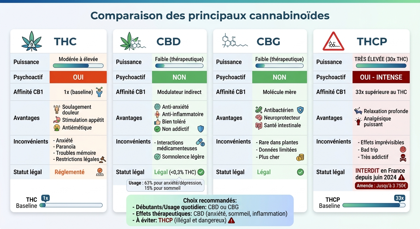 Comparaison des cannabinoïdes : puissance, effets et applications