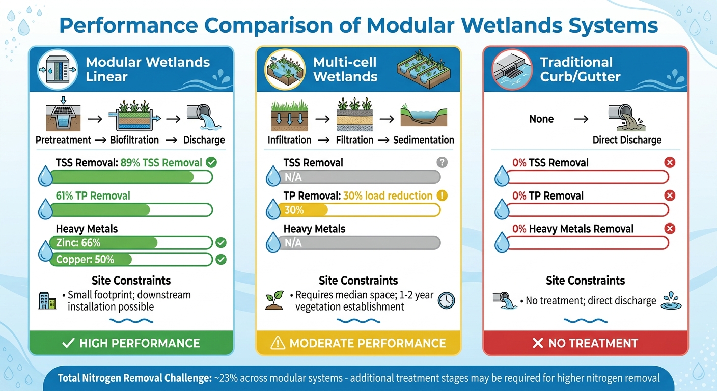 Modular Wetlands Performance Comparison: Pollutant Removal Rates by System Type
