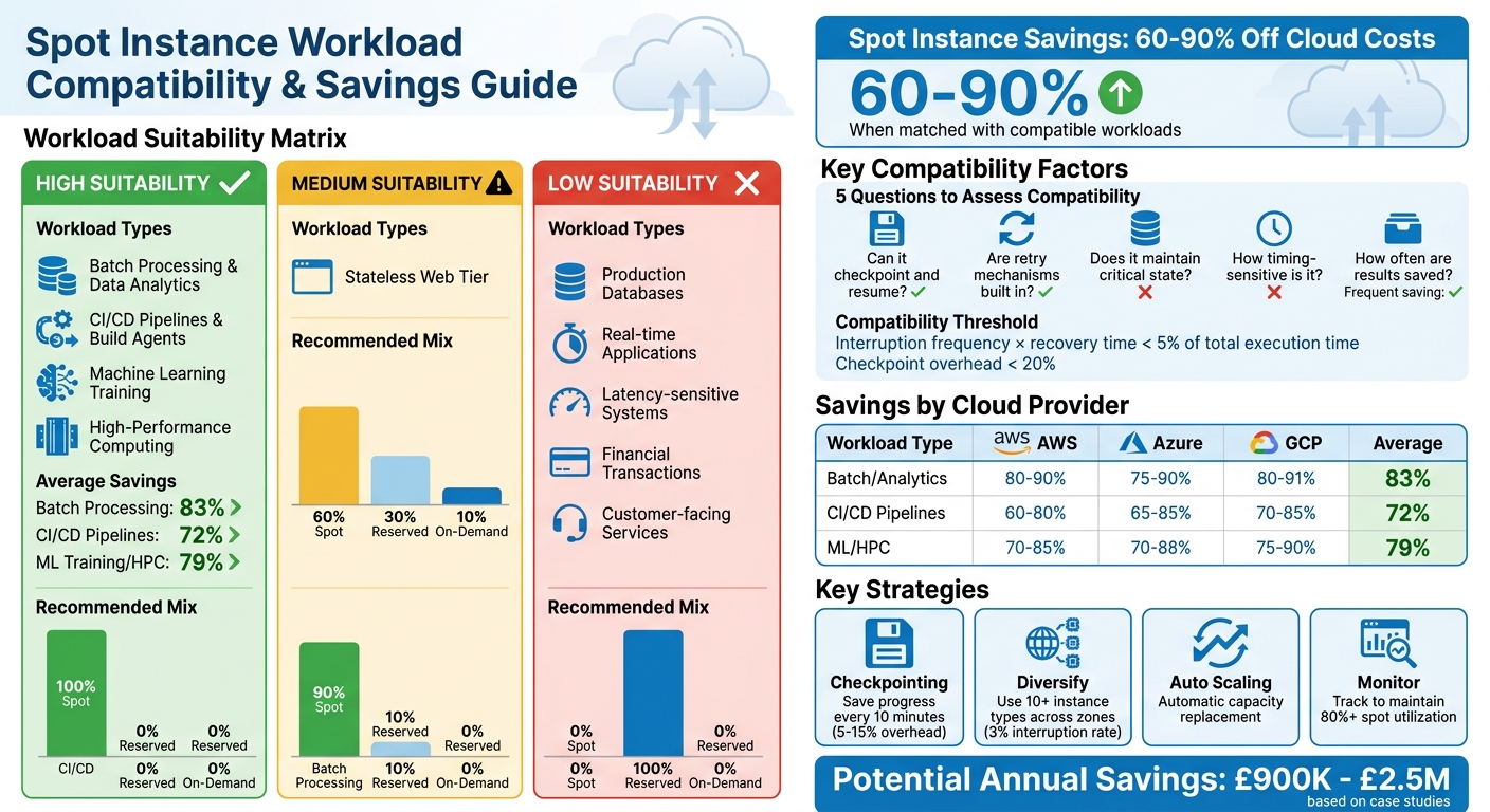 Spot Instance Suitability and Savings by Workload Type