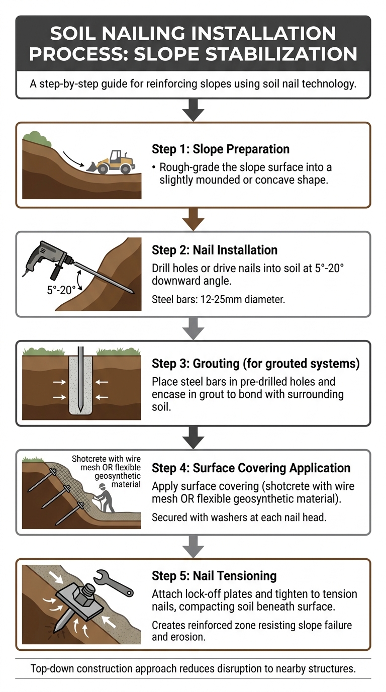 Soil Nailing Installation Process: 5 Steps to Slope Stabilization