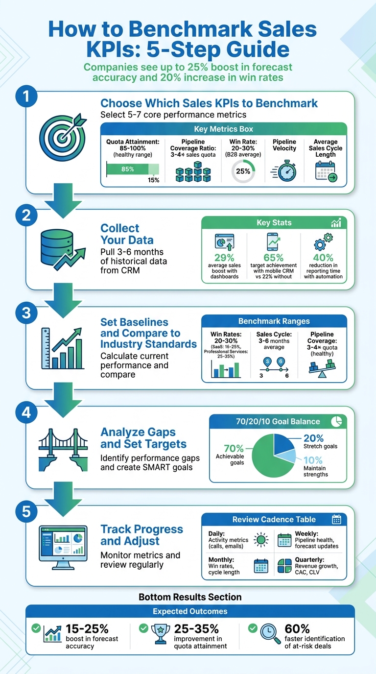 5-Step Sales KPI Benchmarking Process with Key Metrics
