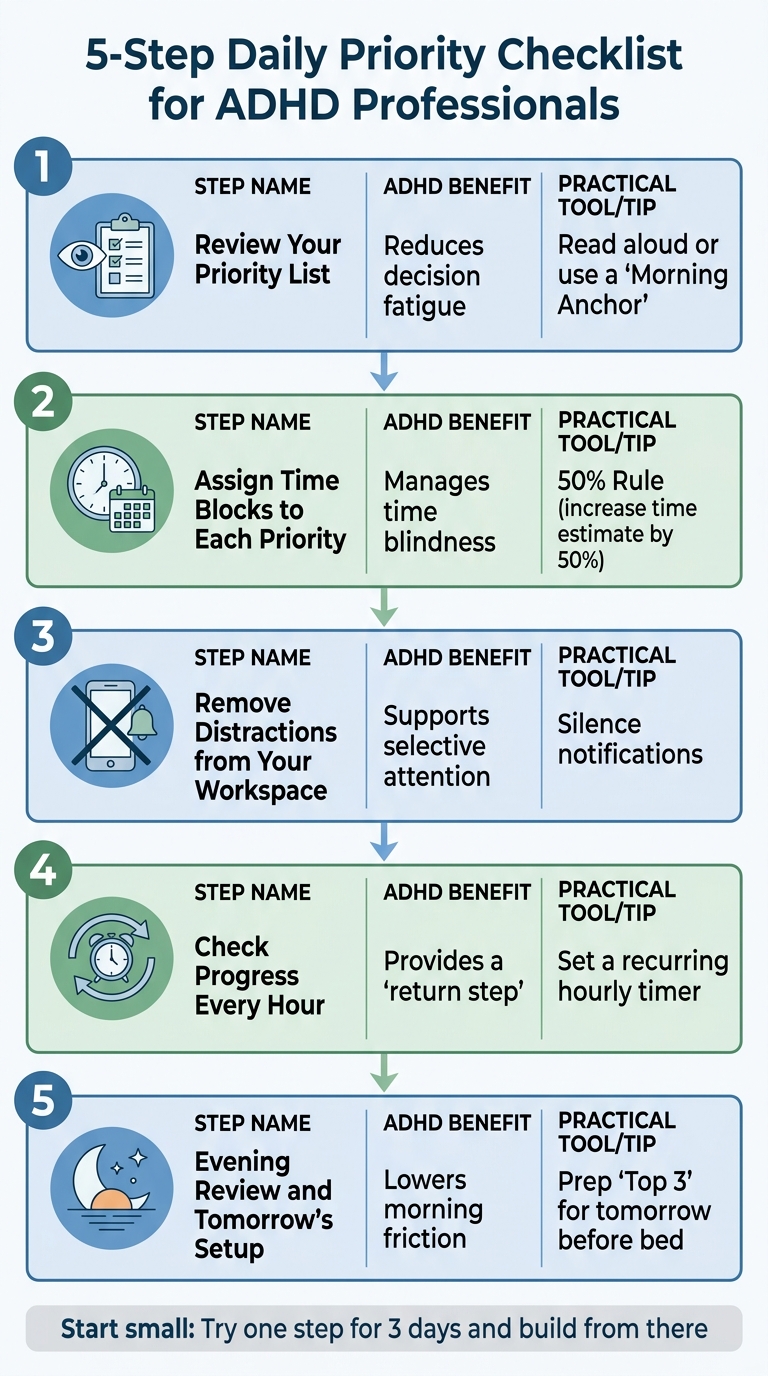 5-Step Daily Priority Checklist for ADHD Professionals