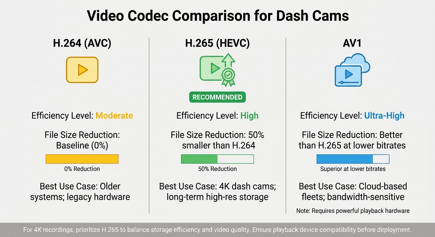 Video Codec Comparison for Dash Cam Storage Efficiency