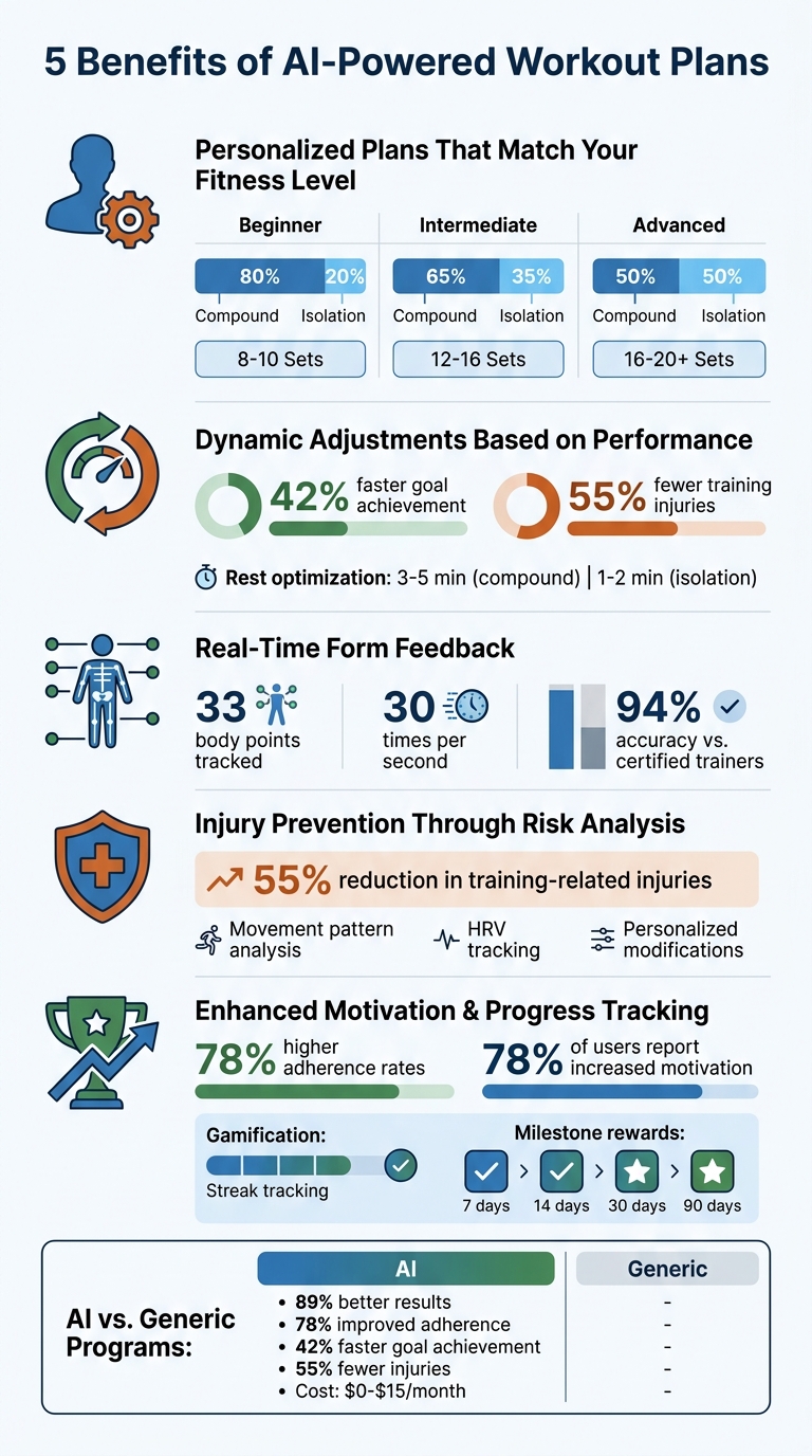 AI-Powered Workout Plans: Key Benefits and Performance Statistics