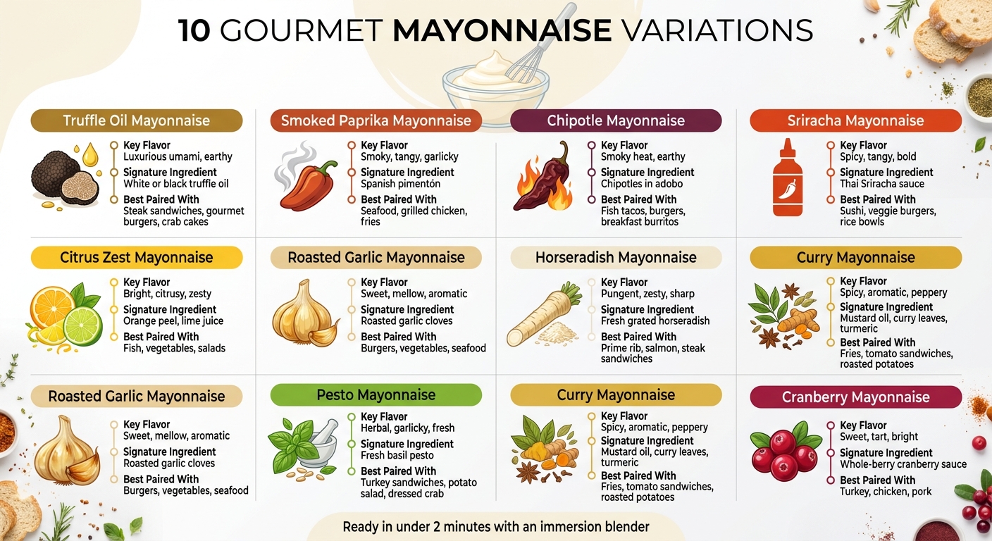 10 Gourmet Mayonnaise Variations: Flavor Profiles and Best Pairings