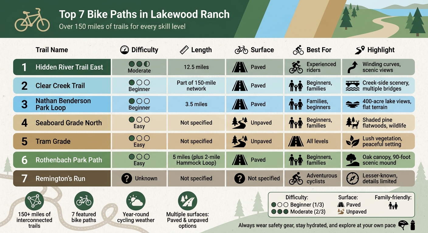 Lakewood Ranch Bike Paths Comparison: Trail Length, Difficulty, and Surface Types
