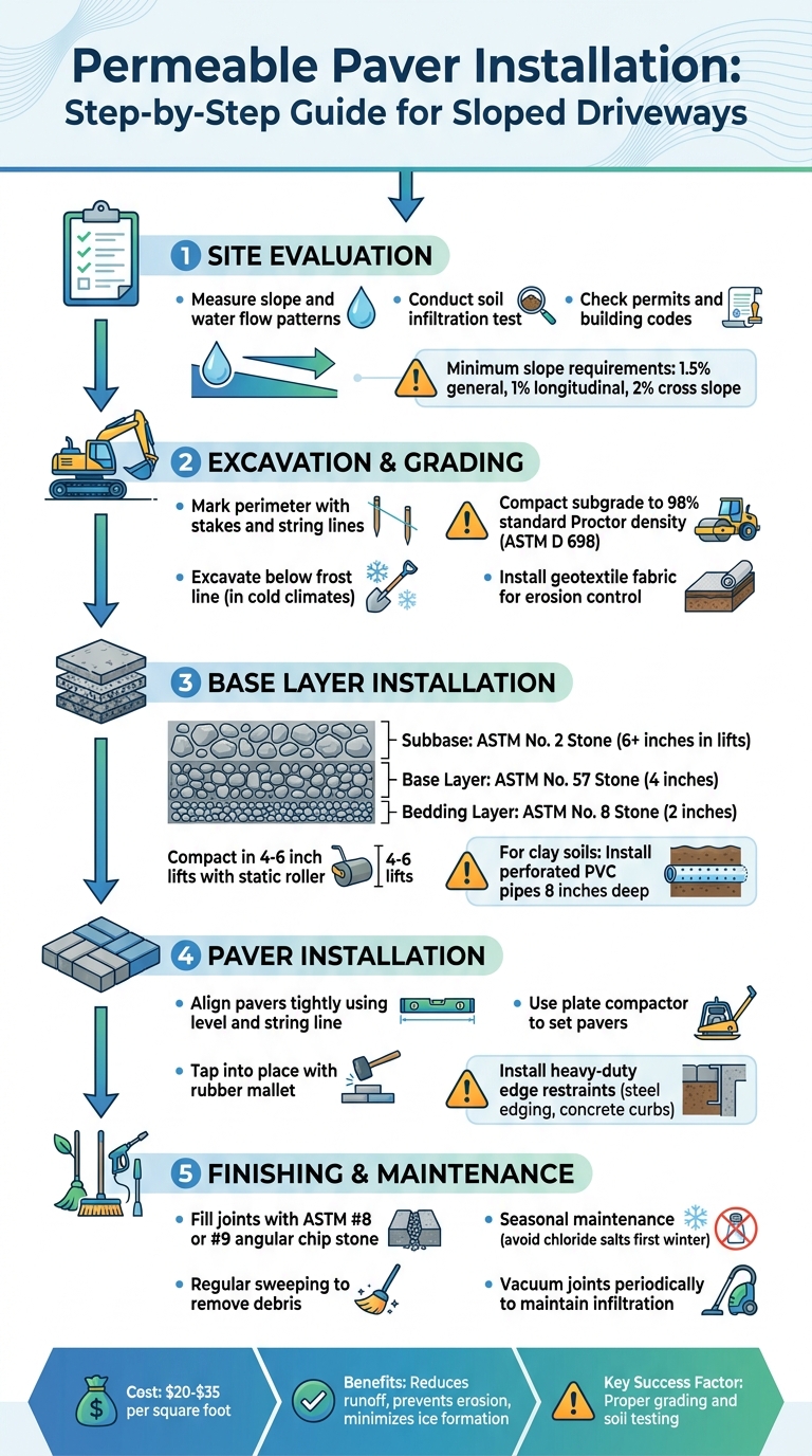 Permeable Paver Installation Process for Sloped Driveways