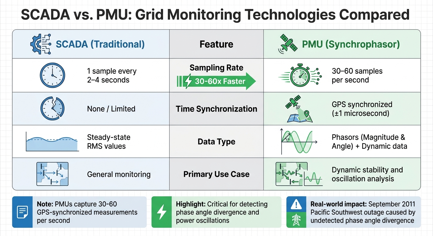 SCADA vs PMU Synchrophasor Technology Comparison for Grid Monitoring